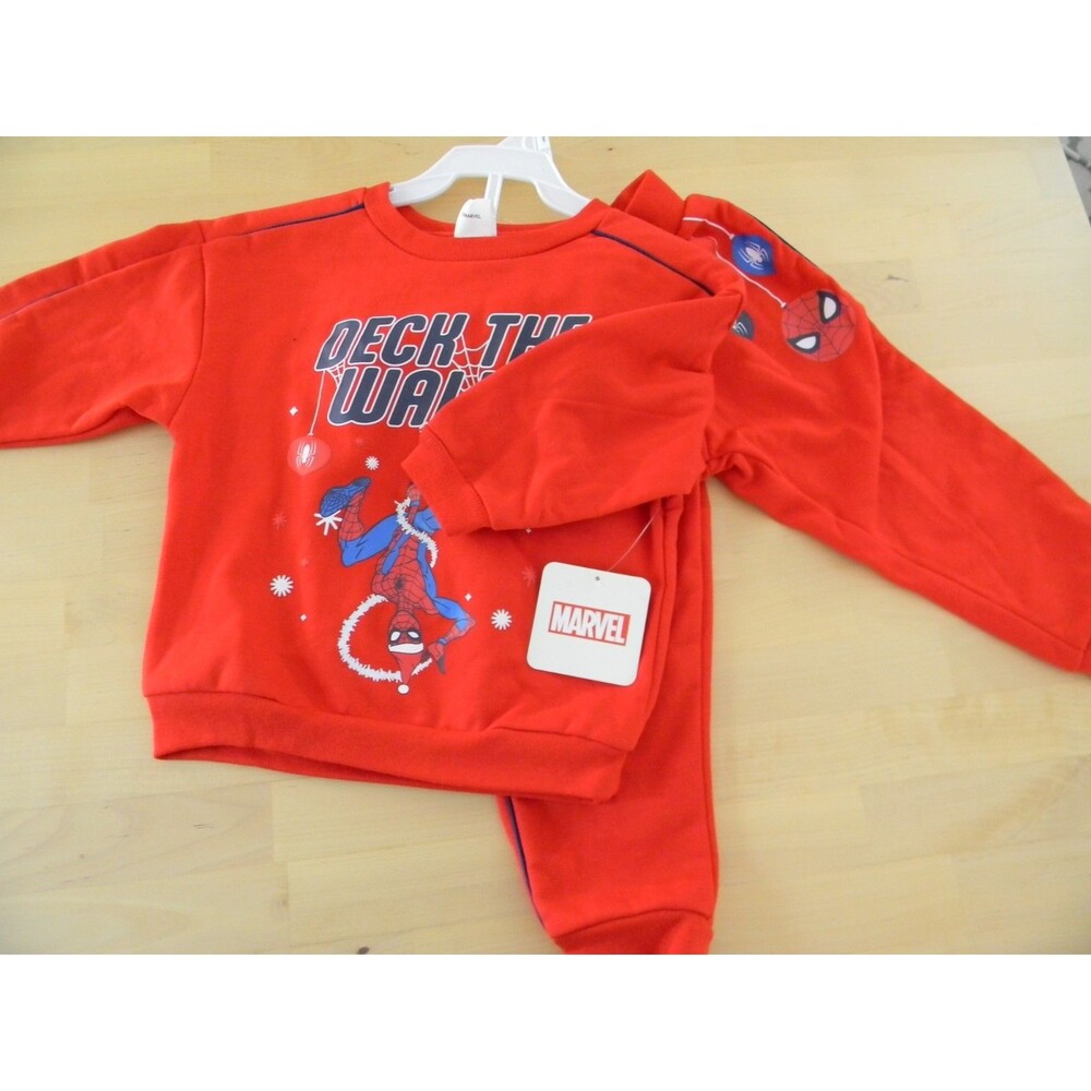 Marvel Spider Man Boys Size 2T Christmas Sweatshirt and Pants Set Holiday NWT